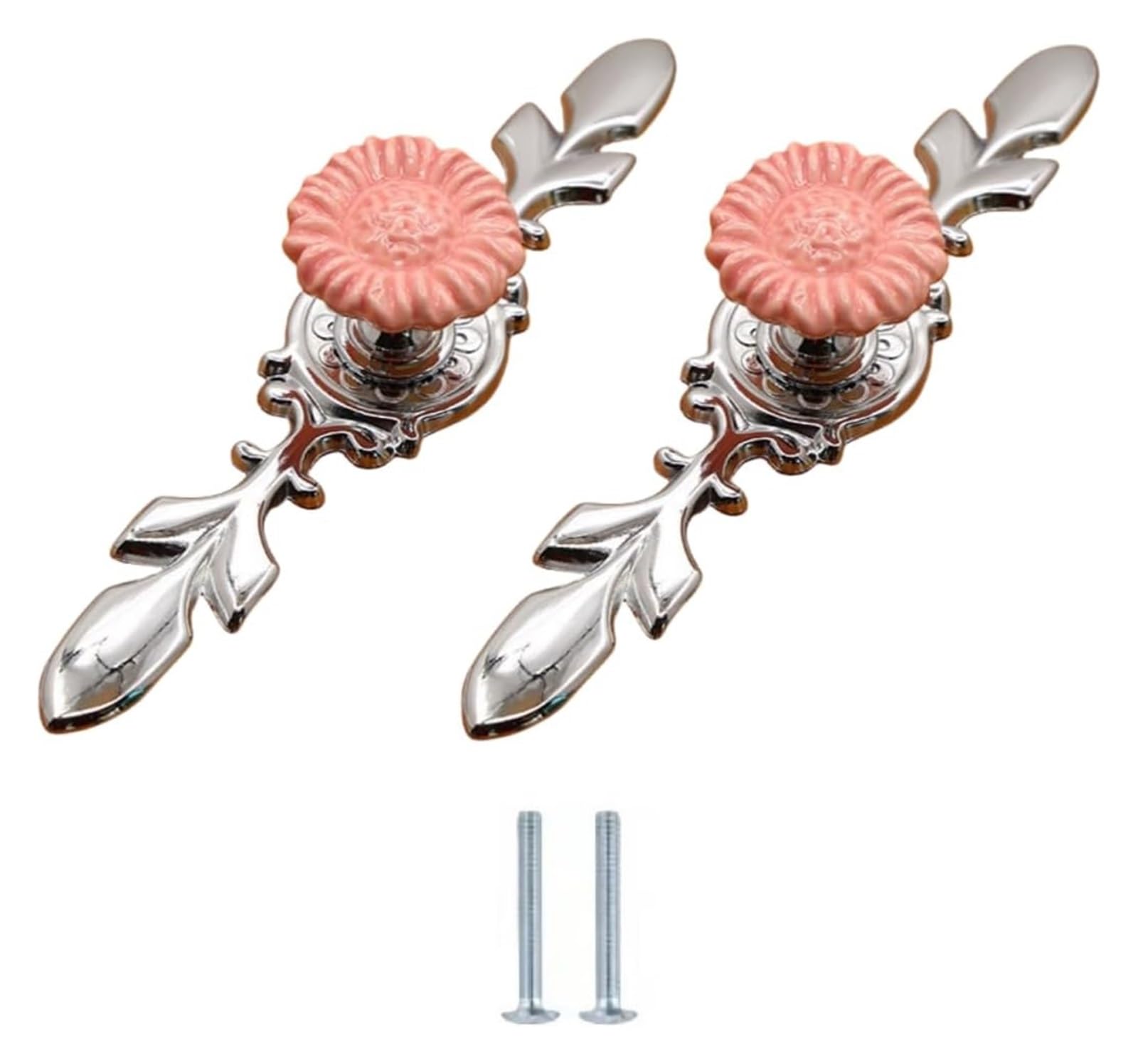 ENmrfvkz Ceramic Cupboard Drawer Handle Knobs, Ceramic Zinc Alloy Cabinet Drawer Knobs Single Hole Pink 2 Pack(Sunflower-)