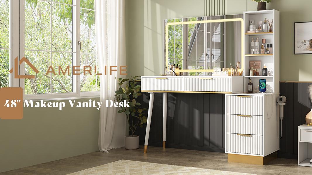 照明付き化粧台-Dressing table with lighting Amazon.com: AMERLIFE 48