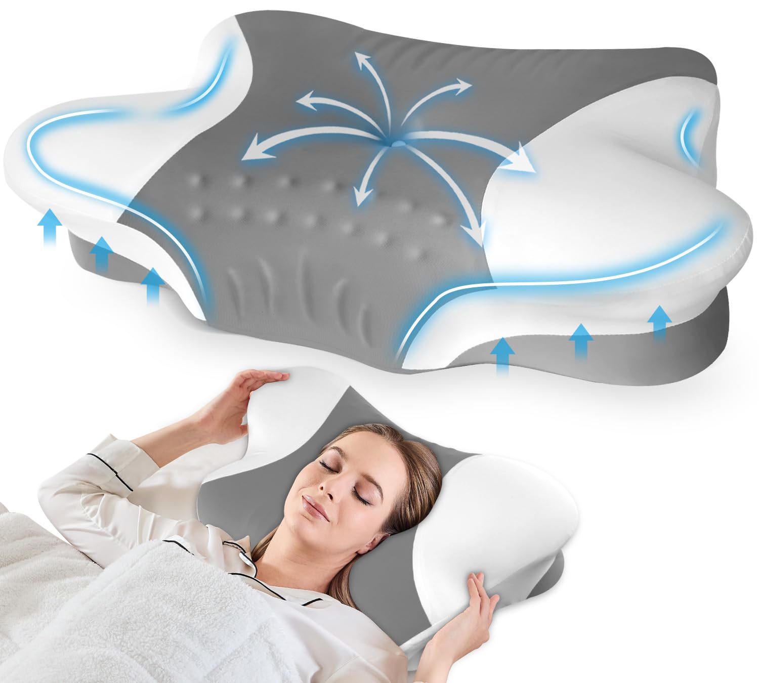 Memory Foam Pillow, Cervical Pillow for Neck Pain Relief