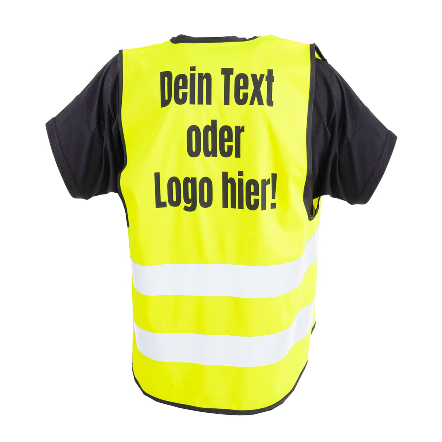 Warnwesten bedrucken lassen mit Ihrem Logo oder Text. Druck mit Hochwertiger Flex Folie, oder in Weiß Kein verwaschen vom Aufdruck möglich. In den Farben Orange und Gelb