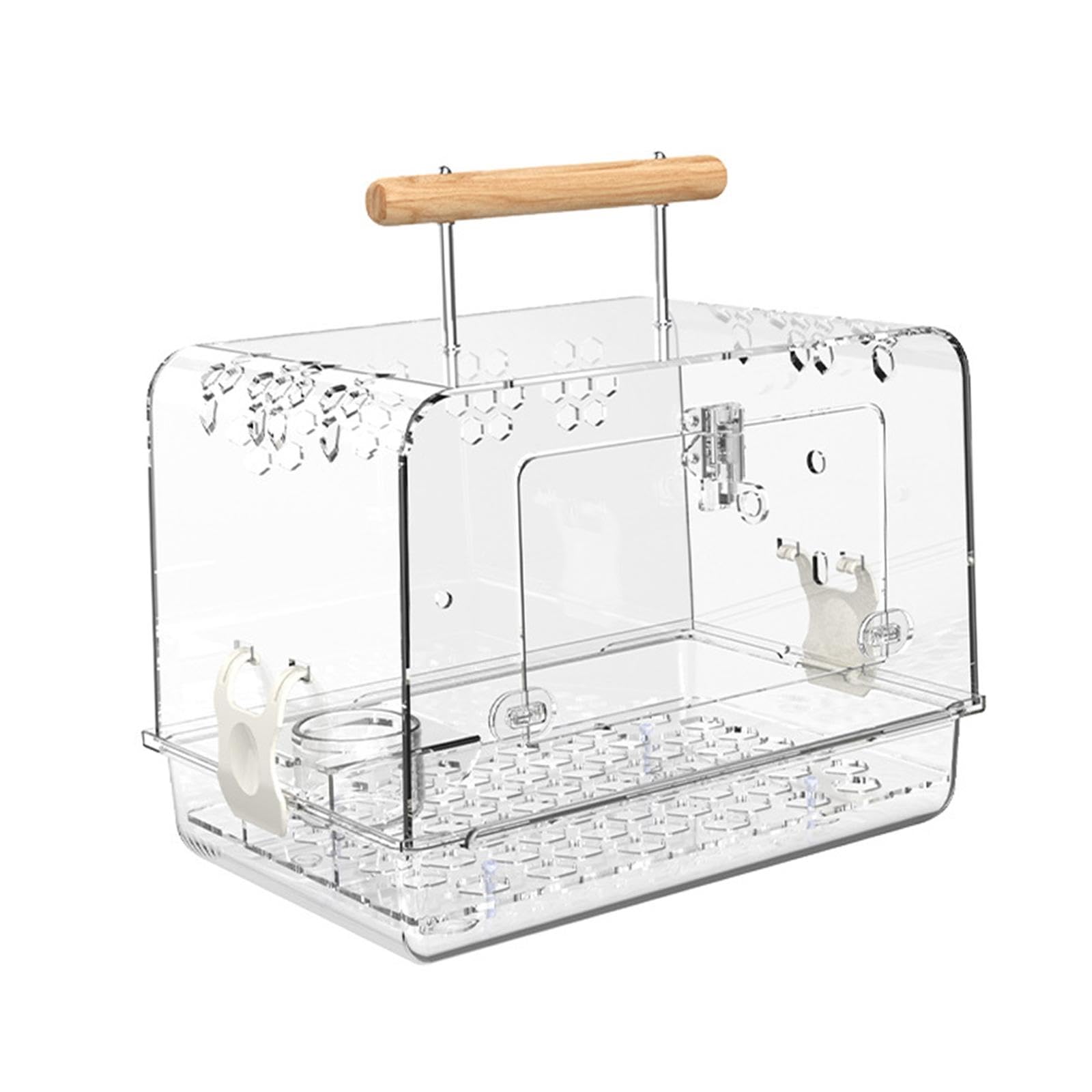 Cage de transport transparente pour petits perroquets en voyage