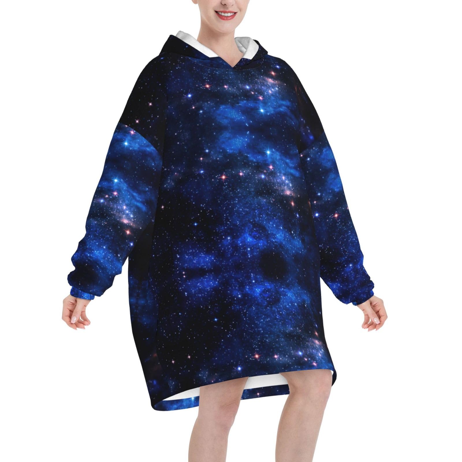 Coperta con stampa notturna galassia, felpa con cappuccio, oversize, felpa con cappuccio, coperta con maniche, regalo invernale accogliente ed enorme