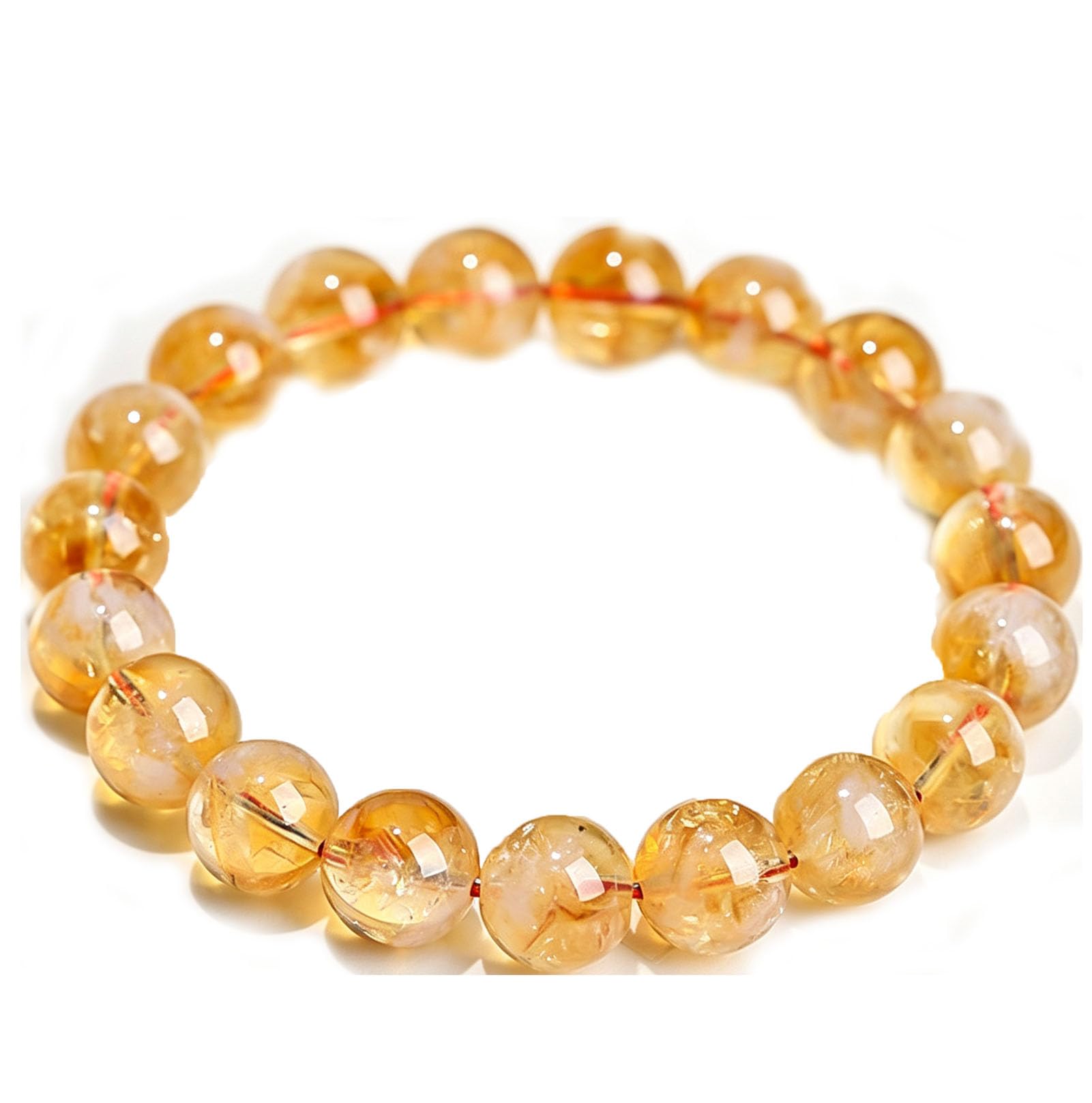 Bracciale in cristallo citrino fatto a mano per donna, bracciale da uomo | Bracciale curativo con perline elasticizzate naturali, regalo energetico dei chakra per donne uomini lui in 7-11 mm