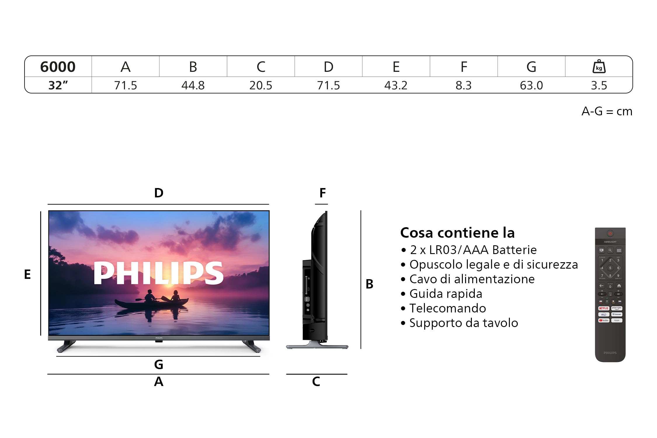 Philips 40PFS6000 HD LED Smart TV - Display 40’’ con Pixel Plus, piattaforma Titan OS e Dolby Digital Sound - Funziona con Alexa e Google Voice Assistant