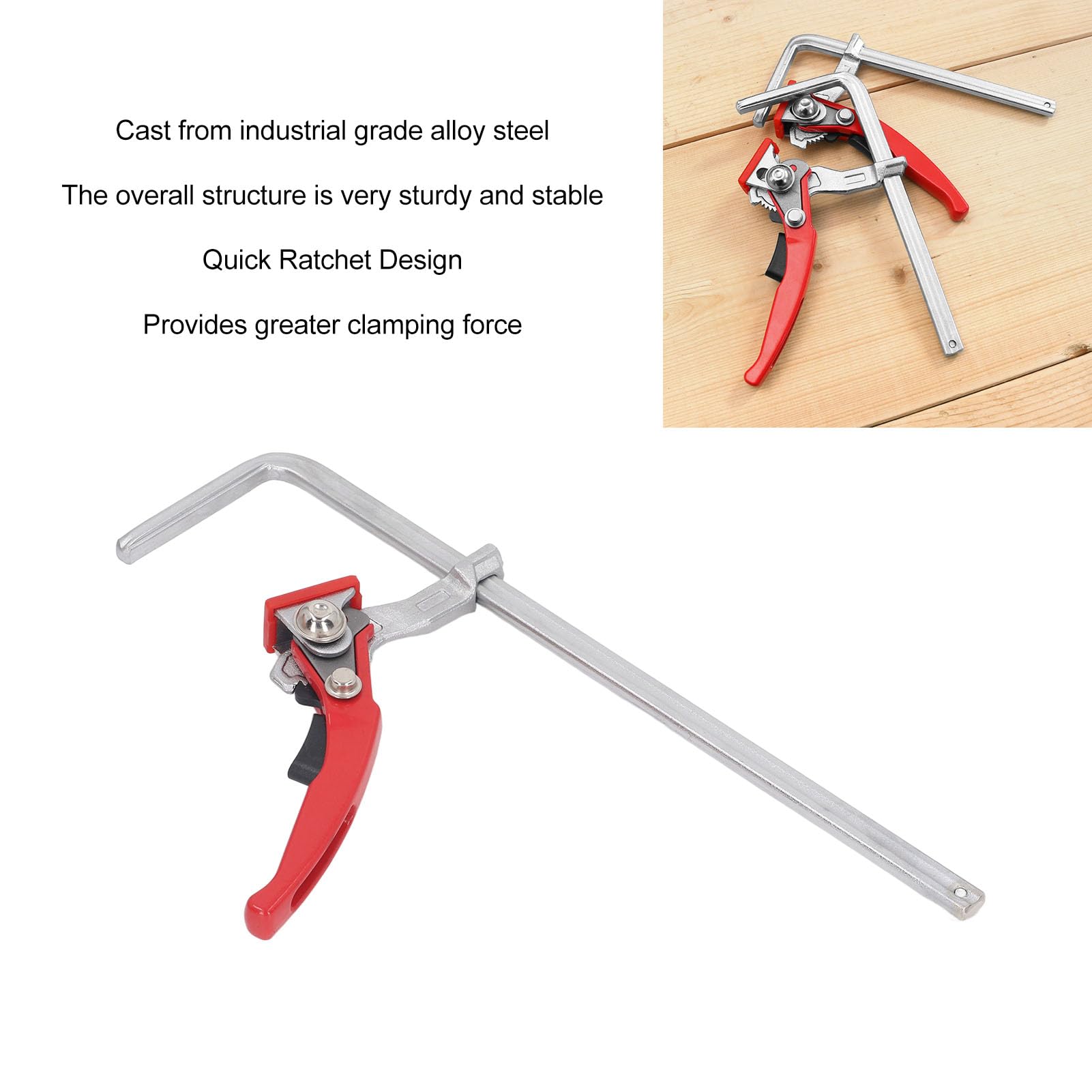 FLEXMAN Ratchet Table Clamp, 30 X 6 cm Self Aligning Quick Release Saw Track Clamps Quick Ratchet Versatile Woodworking Clamp for Woodworking