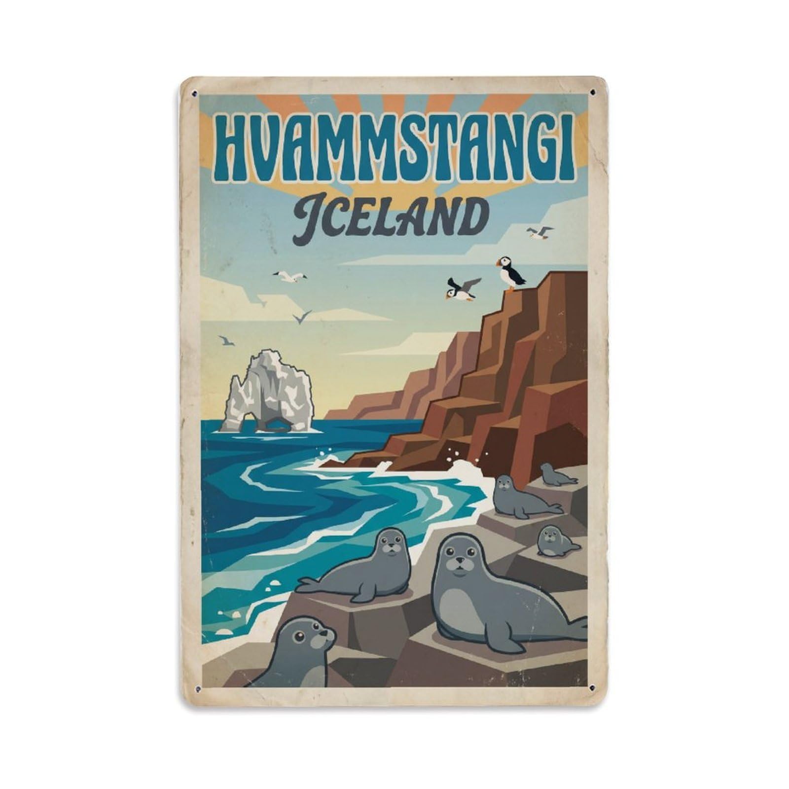 Vintage Travel Hvammstangi Iceland Peninsula Metal Tin Sign