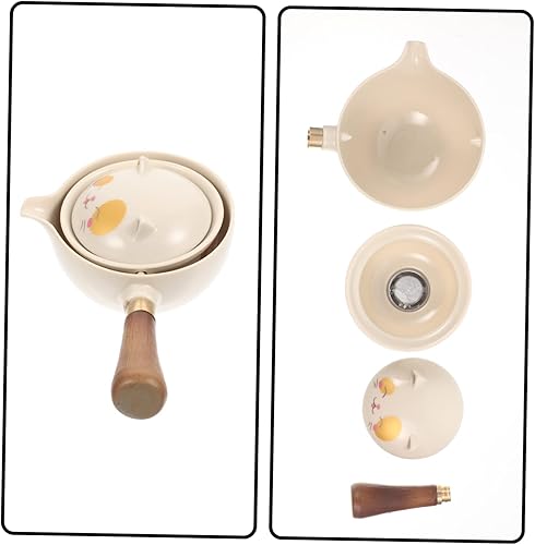 Miniatura 5 de KICHOUSE Tetera vintage de Kung Fu, exquisita tetera tradicional de porcelana con patrón de gato con colador para té de hojas sueltas, tetera de