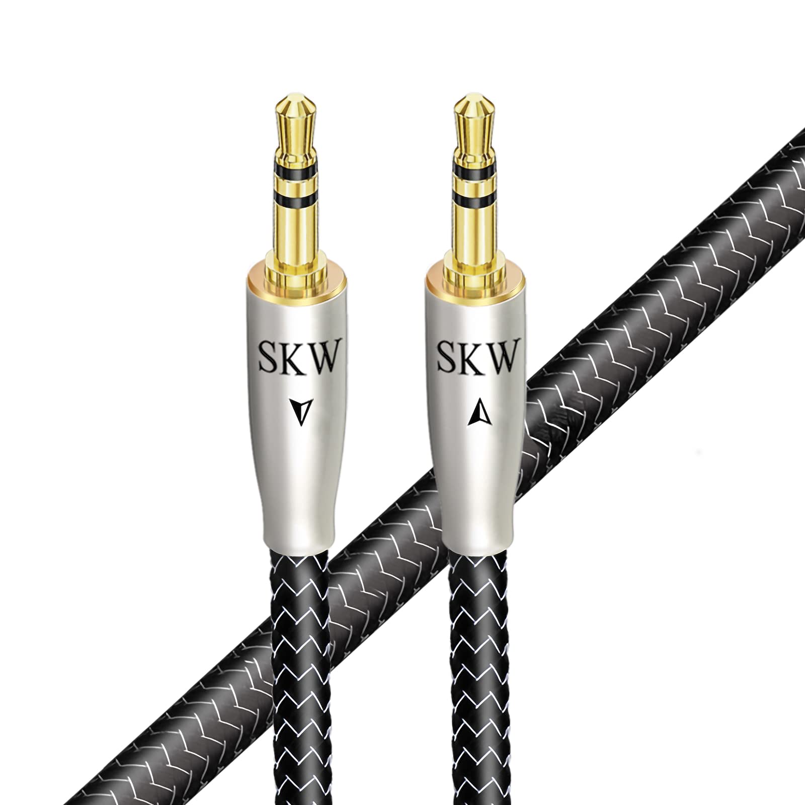 SKW High-end Aux Kabel für das Auto (Hi-Fi-Sound), Kupfer und Silberlitzendrähte 3,5mm Klinkenkabel/Kopfhörerkabel für Kopfhörer, Auto, Handy, PC, Lautsprecher, Stereoanlagen, MP3-Player usw -5M