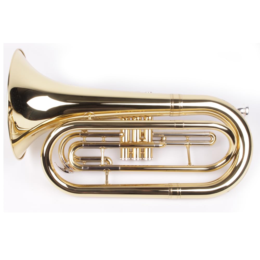 Marching Bariton in Bb, Basstrompete, Goldmessing Mundrohr Edelstahl Ventile