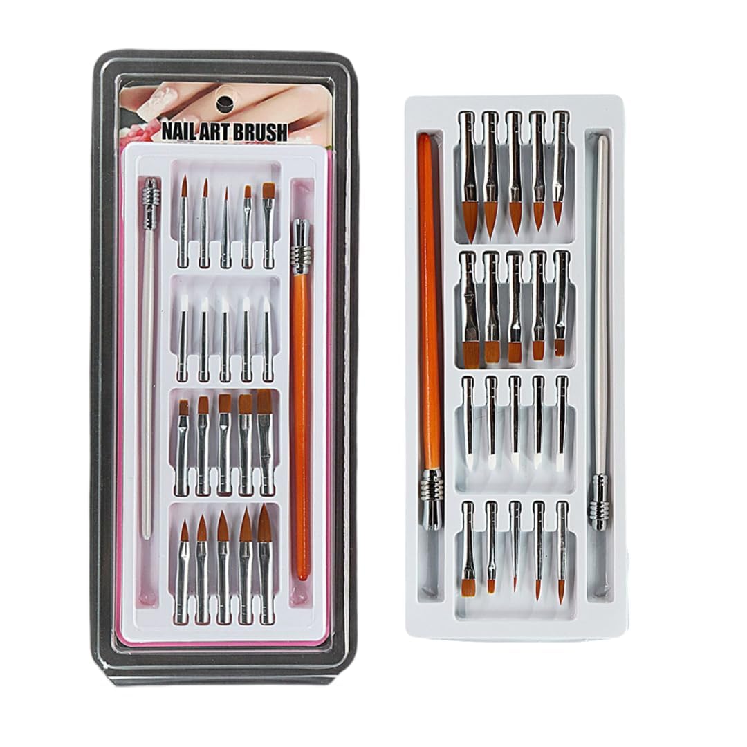 Nail Art Brush Set, Professional Nail Art Design Painting and Drawing UV Polish Brush Tool Kit, Dotting Tool, Acrylic Nail Art Design Painting Tool Pen Polish, Set of 15 Piece-image-14