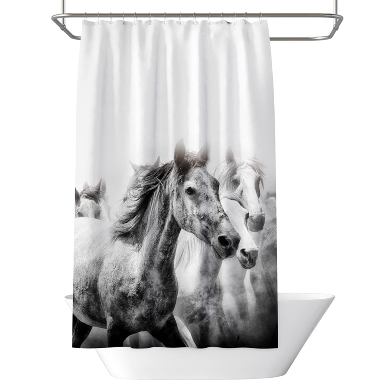Tende da doccia per bagno, tenda da doccia corta, in poliestere, bianco, grigio, tenda da doccia 150 x 180 cm, decorazione per il bagno