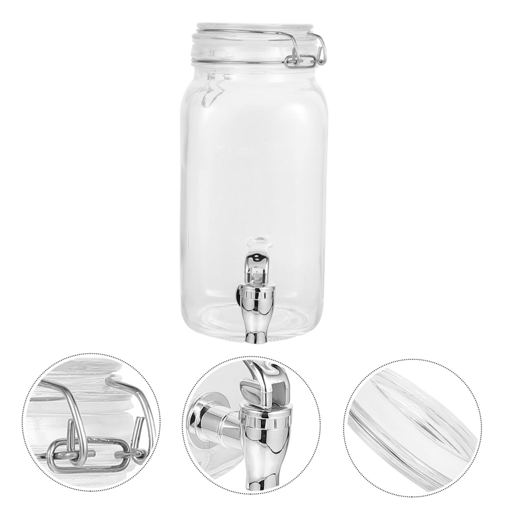 MAGICLULU Dispensador de Bebidas y Embalaje Fiable con Grifo de Vidrio 2l con Tapa Sellada para Uso en Cocina y Eventos