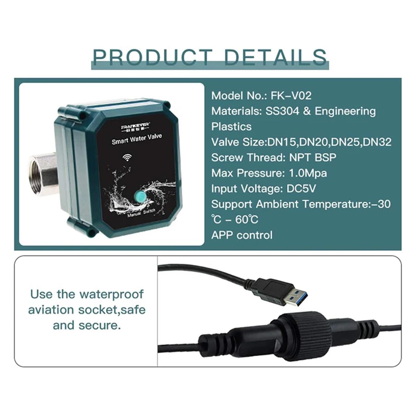 Temporizador de agua inteligente WIFI Válvula inalámbrica Control remoto Riego automático Funciona con Tuya(EU BSP-WIFI-DN15)
