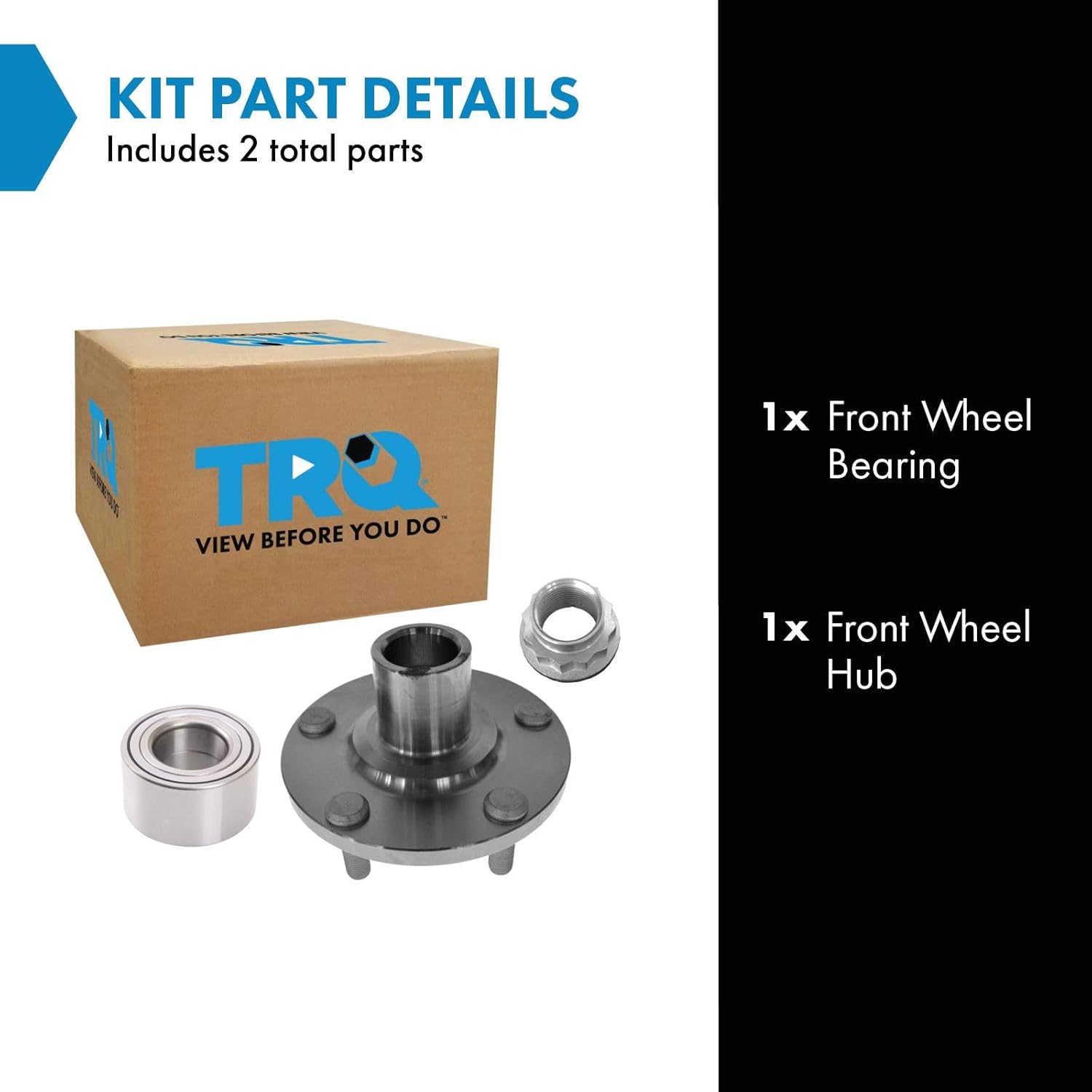 TRQ Front Passenger Side Wheel Bearing & Hub Kit Compatible with 2002-2003 Toyota Camry 2001-2005 RAV4