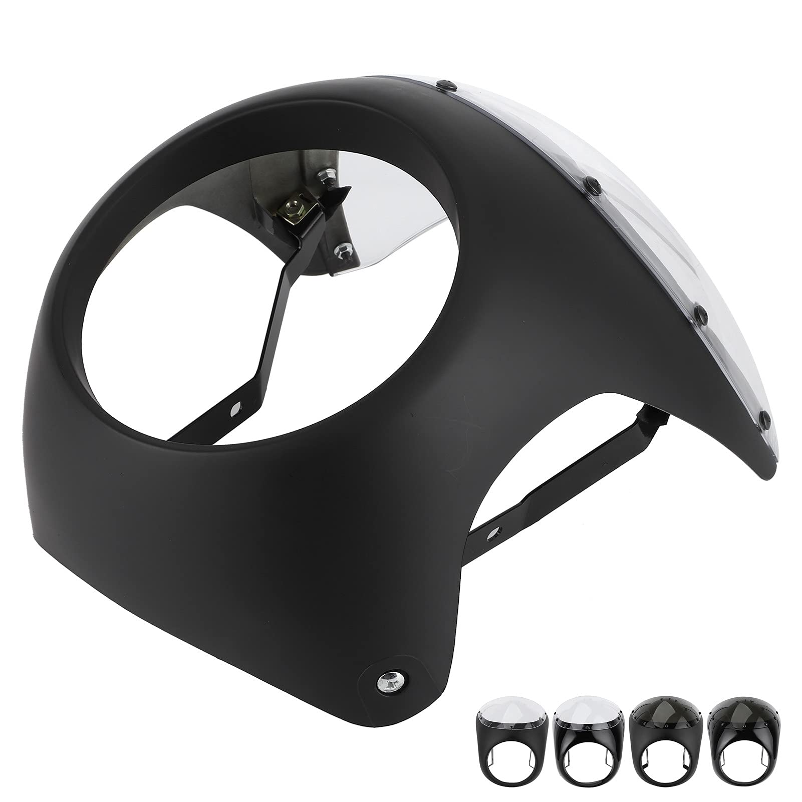 Cupolino, Cupolino 7in Parabrezza Deflettore Antivento Universale per Moto(Nero opaco + cover nera)