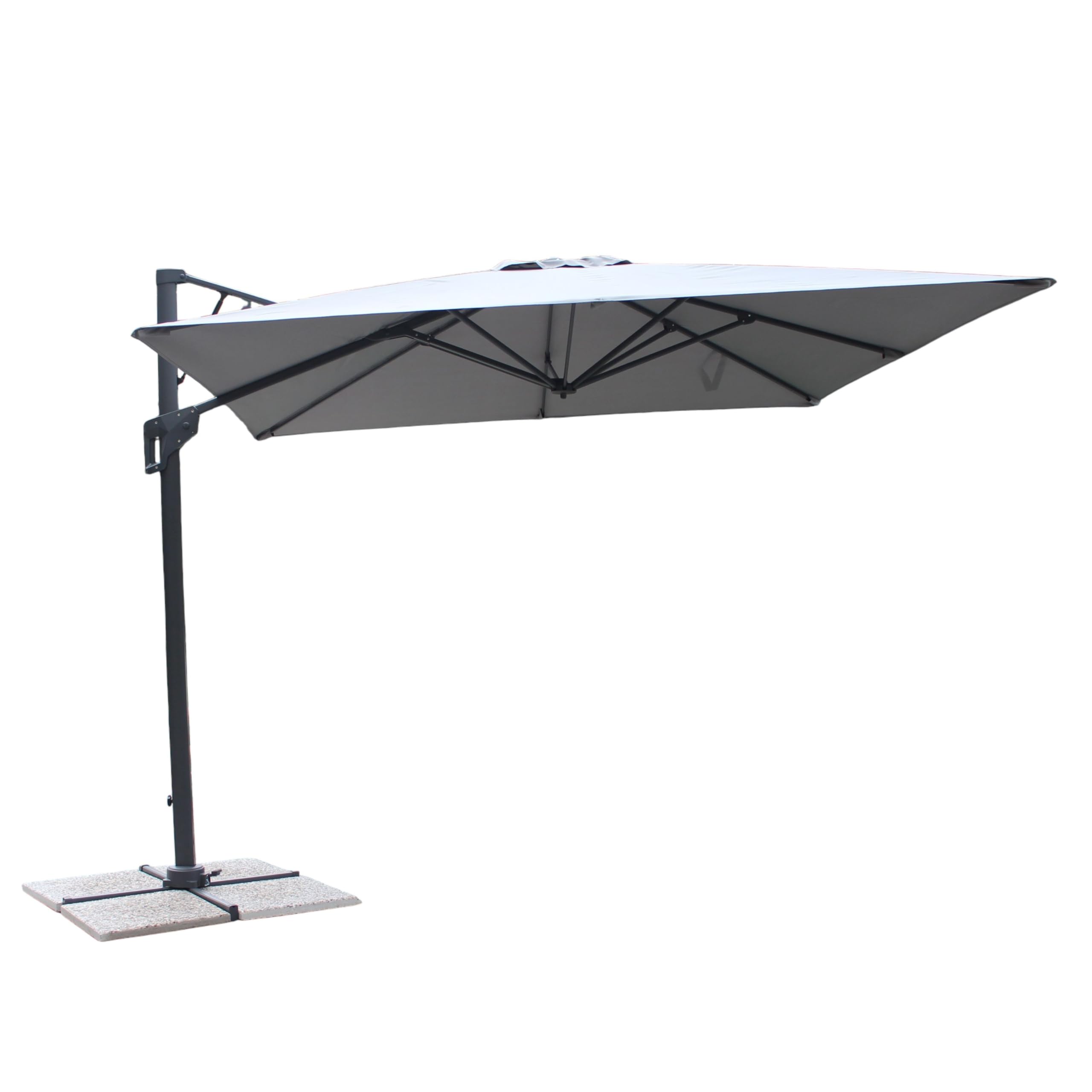 milani home - ombrellone da giardino 3 x 4 m palo laterale decentrato in alluminio e acciaio, telo poliestere grigio chiaro e grigio scuro, per terrazzo e piscina