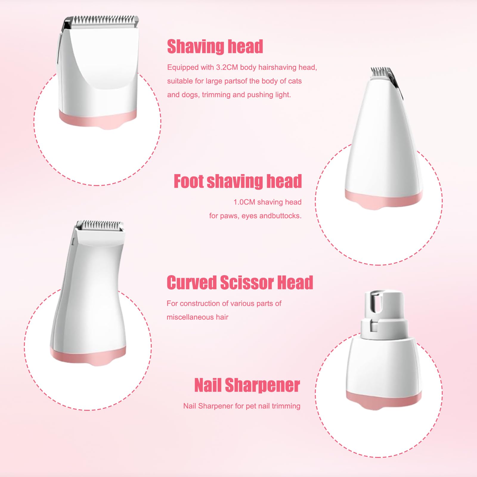 Dog Clippers, 4 in 1 Dog Grooming Kit, Cordless Pet Trimmer for Dogs & Cats - Image 2