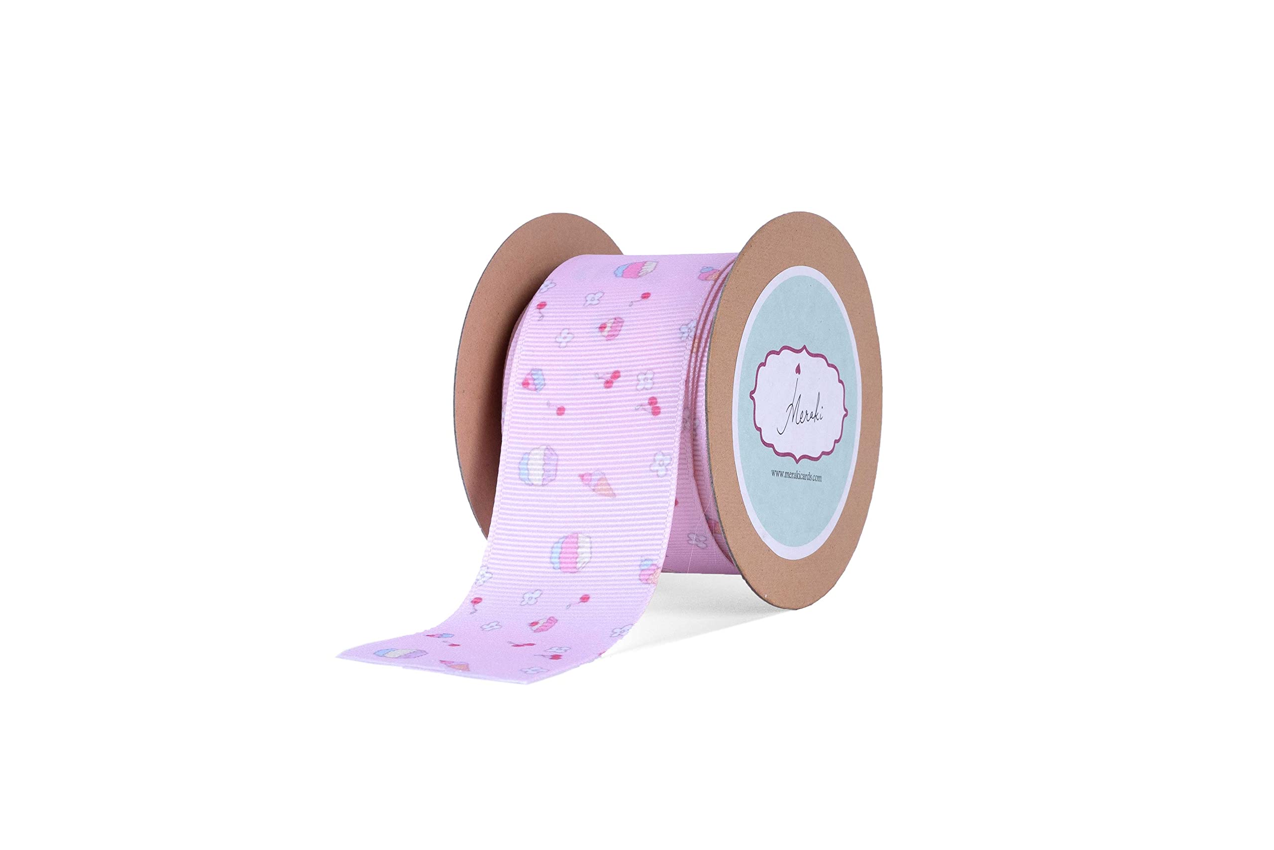 Meraki Cards Pink Grosgrain Ribbon and ice-Cream and Cupcakes for Kids & Babies (W: 38mm, L: 5 Yards)