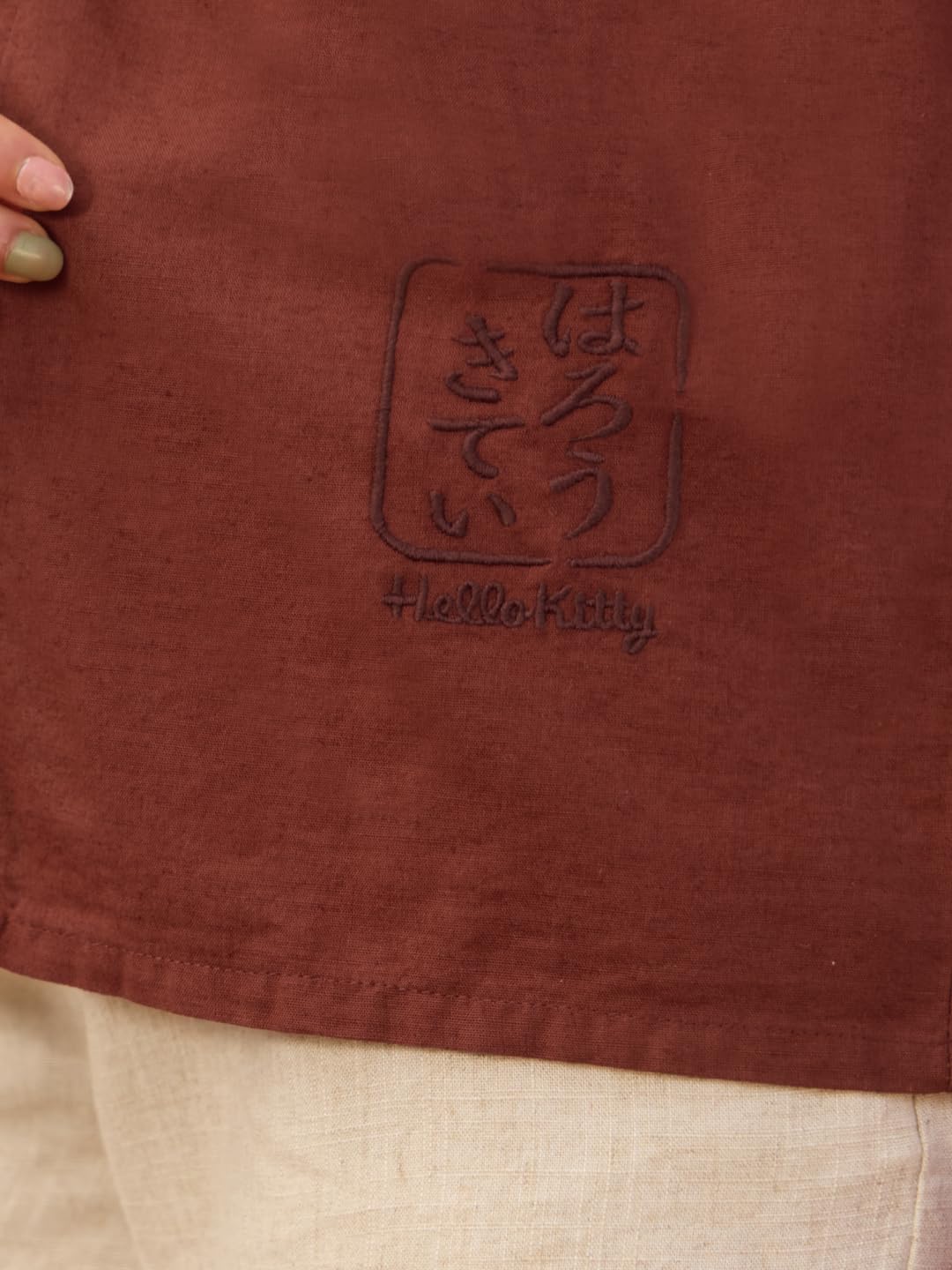 The Souled Store Camicia con lacci: Hello Kitty, da donna e ragazza, con colletto ampio e colletto largo ricamato, in cotone e lino, vestibilità regolare, leggera, per tutti i giorni, per tutte le
