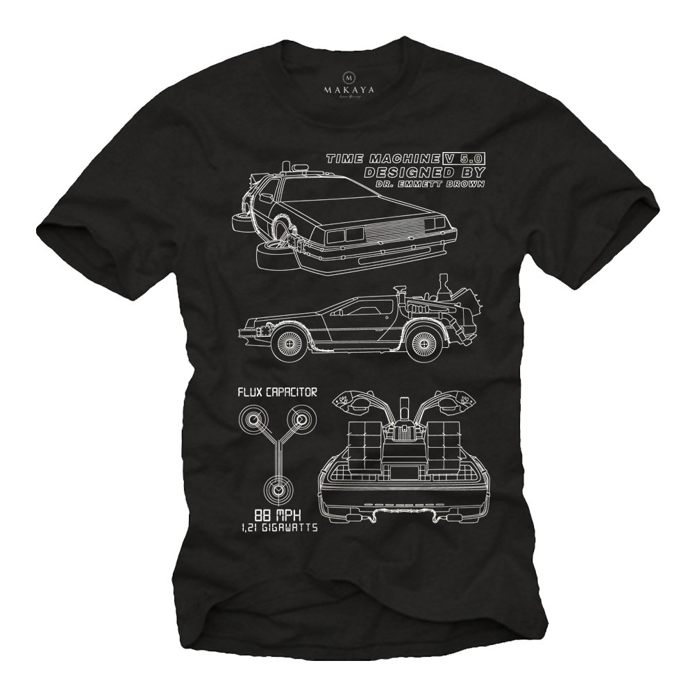 MAKAYA Camisetas Frikis Hombre - Futuro - T-Shirt Delorean