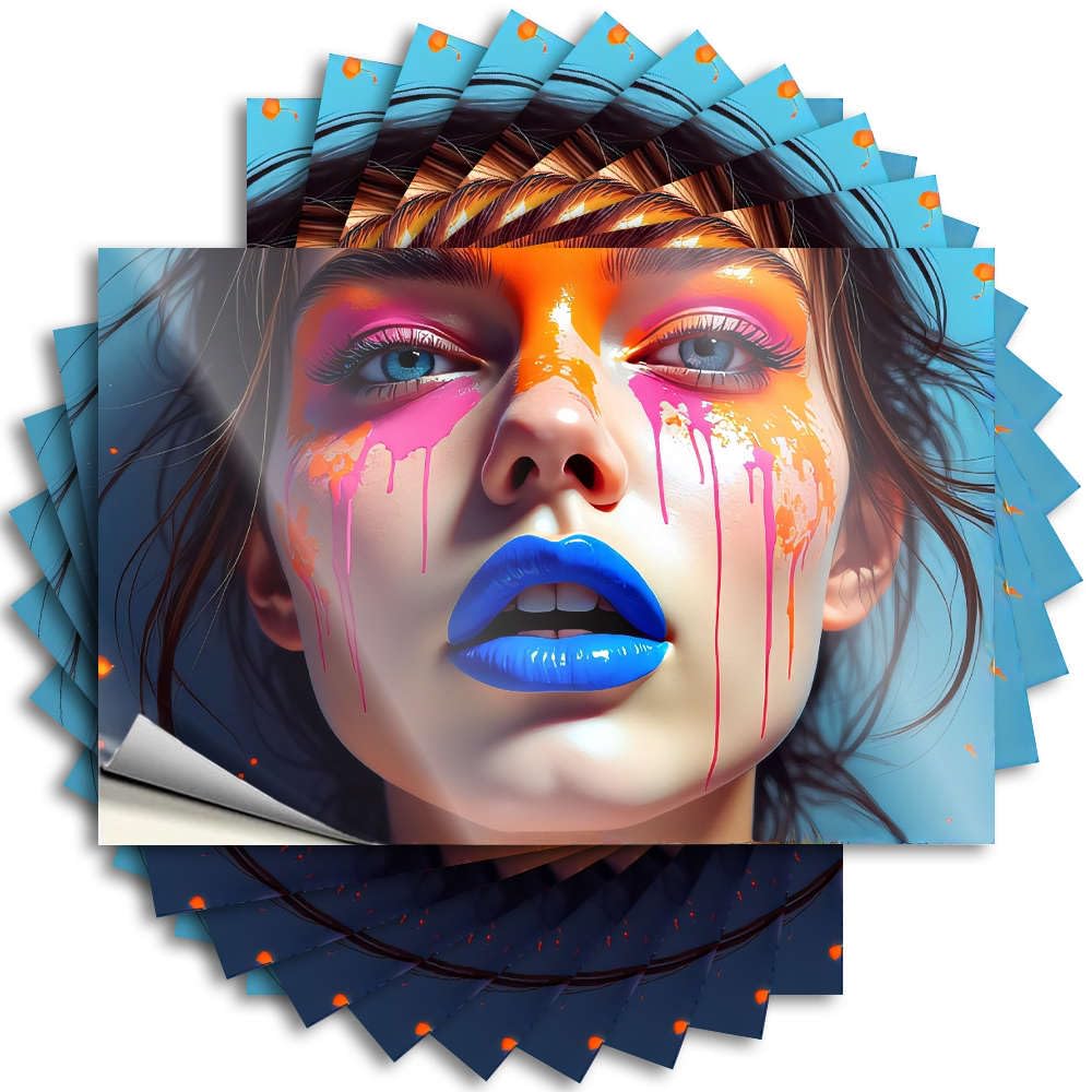 Decals Housewarming Gift Durable Vinyl - Bright, Colorful Makeup with Dripping Effects. Case for Billiards Use(8X12CM)