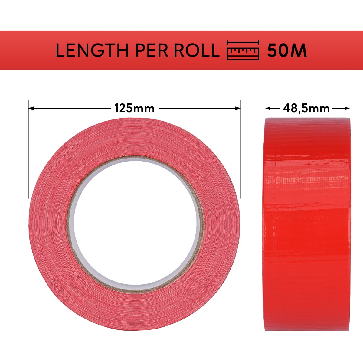 Paquete de 36 | cinta acorazada premium roja [50m x 48mm] cinta de tela cinta de reparación | alta fuerza adhesiva | cinta adhesiva | cinta acorazada resistente | cinta adhesiva multiuso