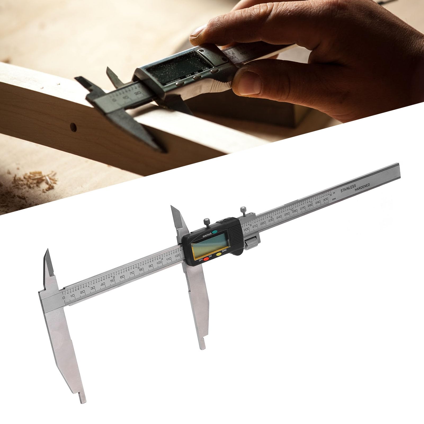 Alomejor Herramienta de Medición de Calibrador Digital de Alta Precisión 0-300 Mm para Joyeros, Mecánicos, Carpinteros, Acero Inoxidable