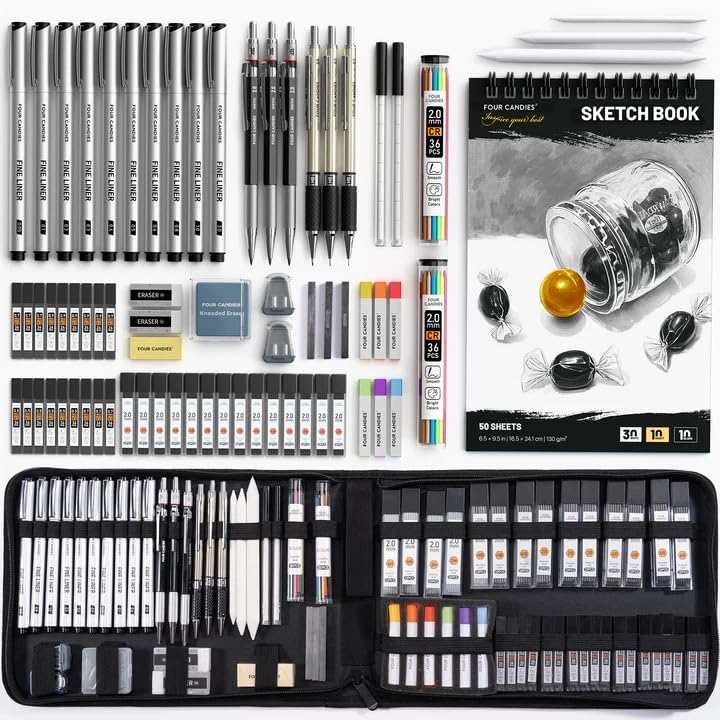 Amazon.com: Four Candies 73PCS Advanced Art Supplies Drawing Kit