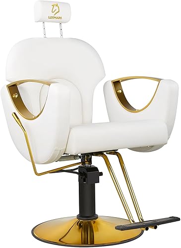 LUXMARS Silla de peluquería hidráulica, silla de salón de 360 grados, silla giratoria de peluquería giratoria de altura ajustable, estilista de