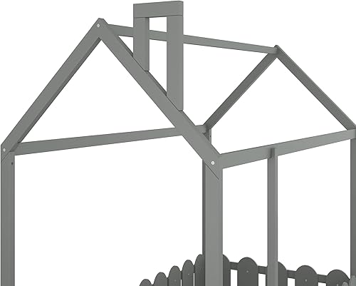 Miniatura 8 de MERITLINE Marco de cama de madera tamaño individual cama Montessori con barandillas en forma de valla para niños pequeños niños niñas y niños