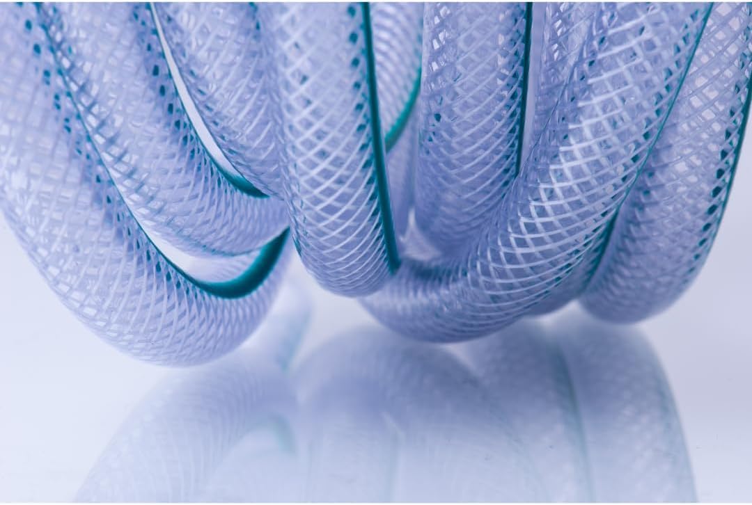 Byson Tubo flexible de PVC trenzado transparente de 1/2 pulgada, 3/8 pulgadas, tubo de manguera de agua de vinilo reforzado de 10, 25 y 50 pies (1/2 pulgada ID x 25 pies)