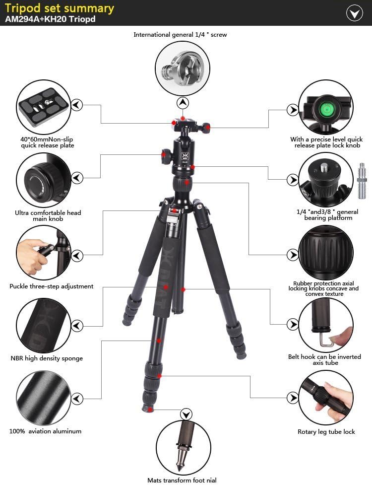 PROAIM DIAT 64" Tripod Stand n Monopod with Ball Head Stative for Film Video Camera (AM294A-KH20)