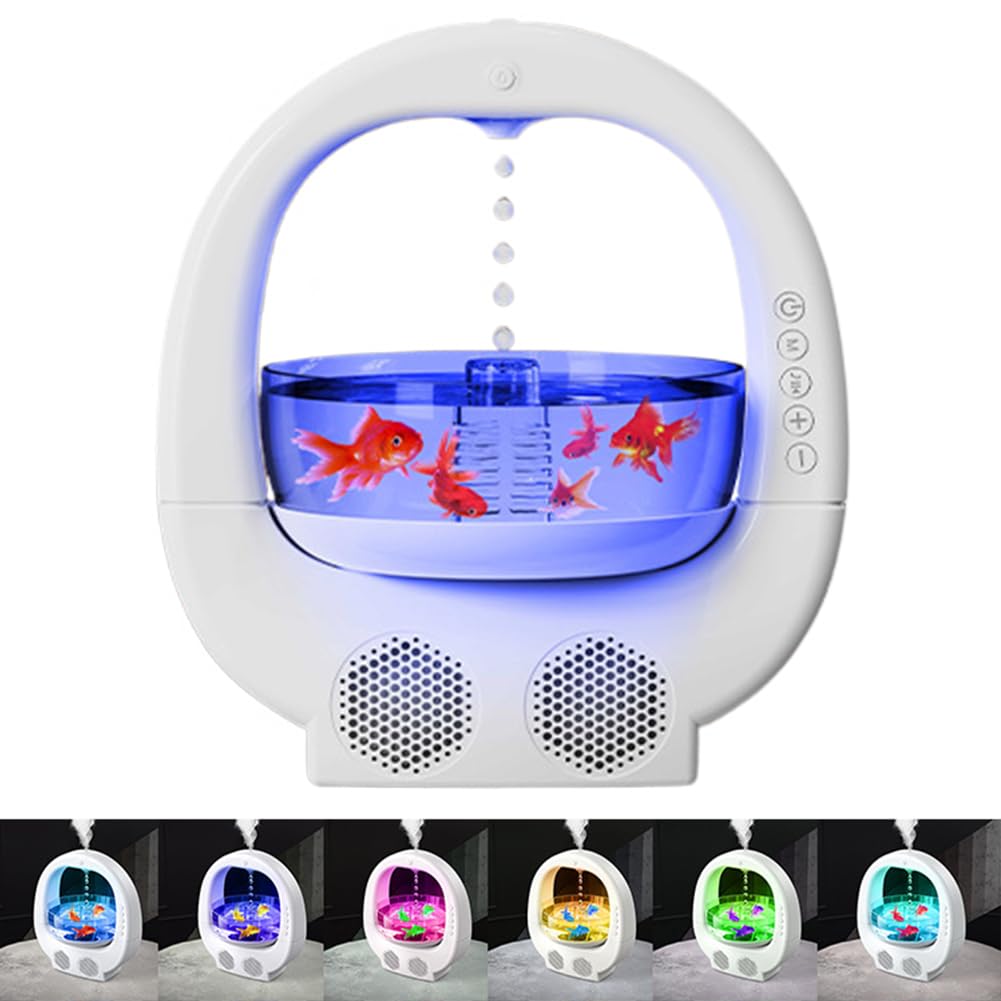 Difusor de aceites esenciales antigravedad 4 en 1, humidificador de aire compatible, humidificador de niebla fresca para acuario con luz LED multicolor para hogar, oficina, oficina