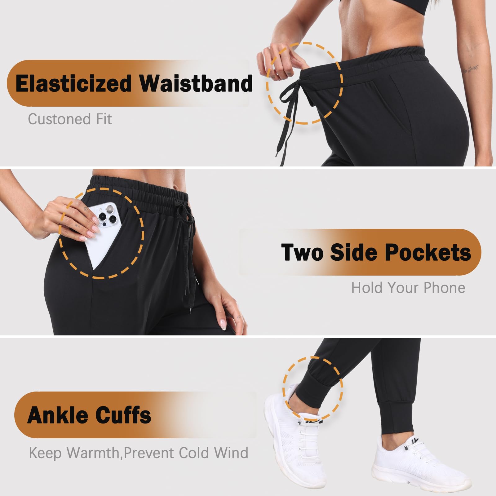 New Young Legginsy z kieszeniami dla kobiet, wysoka talia, kontrola brzucha, trening, joga, legginsy 3-pak