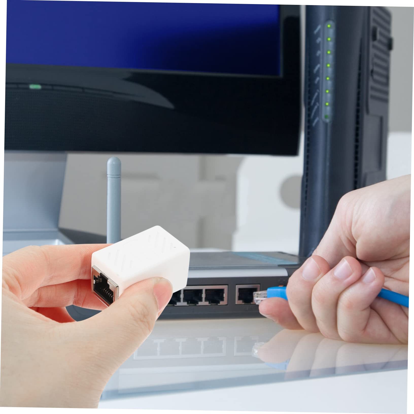 PHENOFICE 2pcs Ethernet Coupler Female to Female Connector for Network Cables Easy Installation Data Transfer for Home Office Use