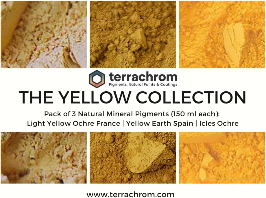Miniatura 2 de The YELLOW Collection - Paquete de 3 pigmentos minerales naturales (5.1 fl oz 5OZ EA) Amarillo claro ocre Francia  Yellow Earth Spain  Icles ocre
