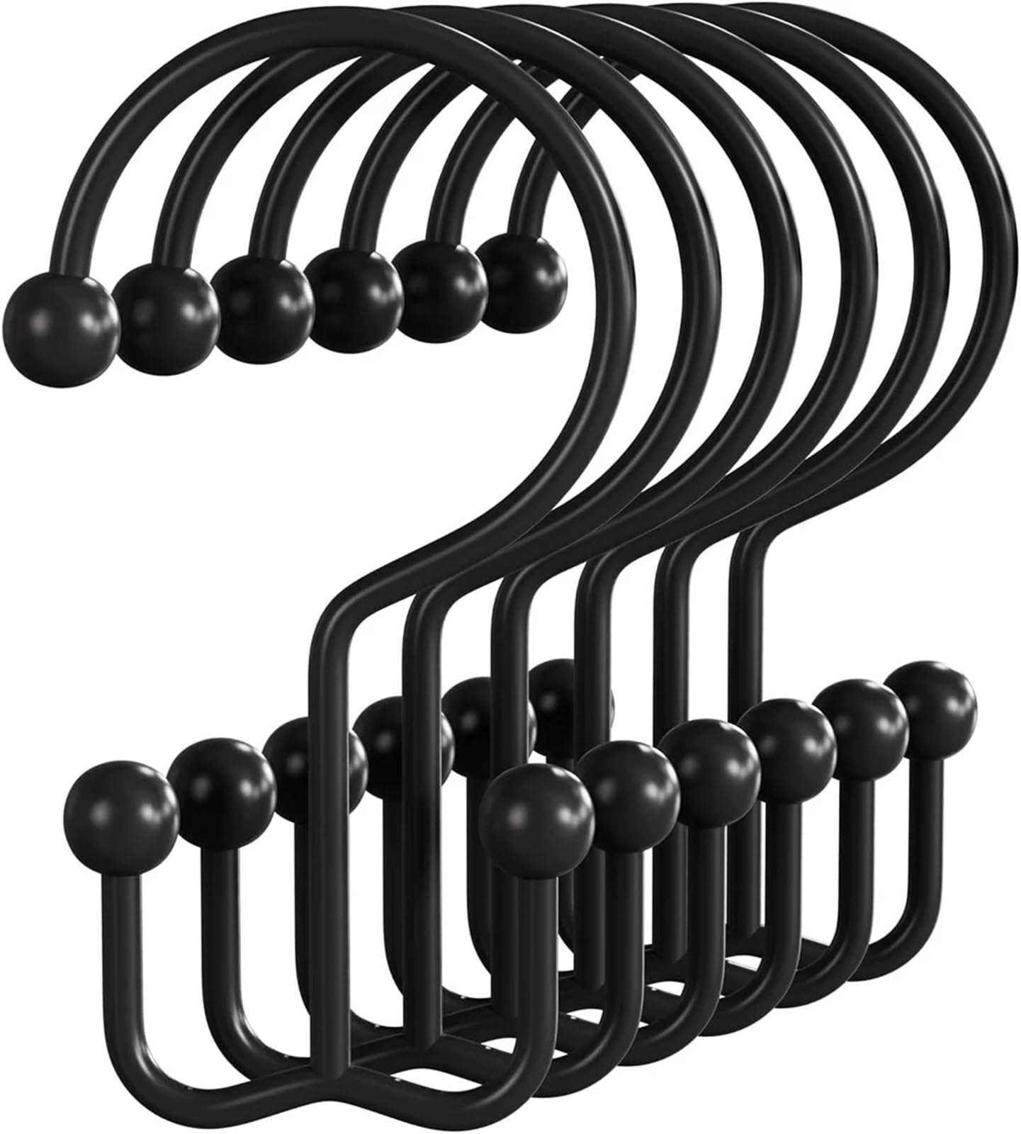 curtain hooks 12pcs Shower Curtain Hooks Nickel Rings For Bathroom Rod for home(A Black)