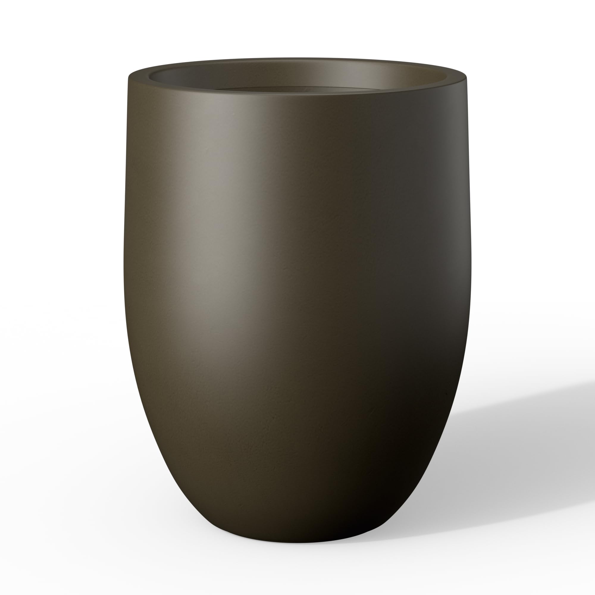 Kante 21.7" H Dark Brown Tall Planter, Large Outdoor Indoor Decorative Pot with Drainage Hole and Rubber Plug, Modern Round Style for Home and Garden