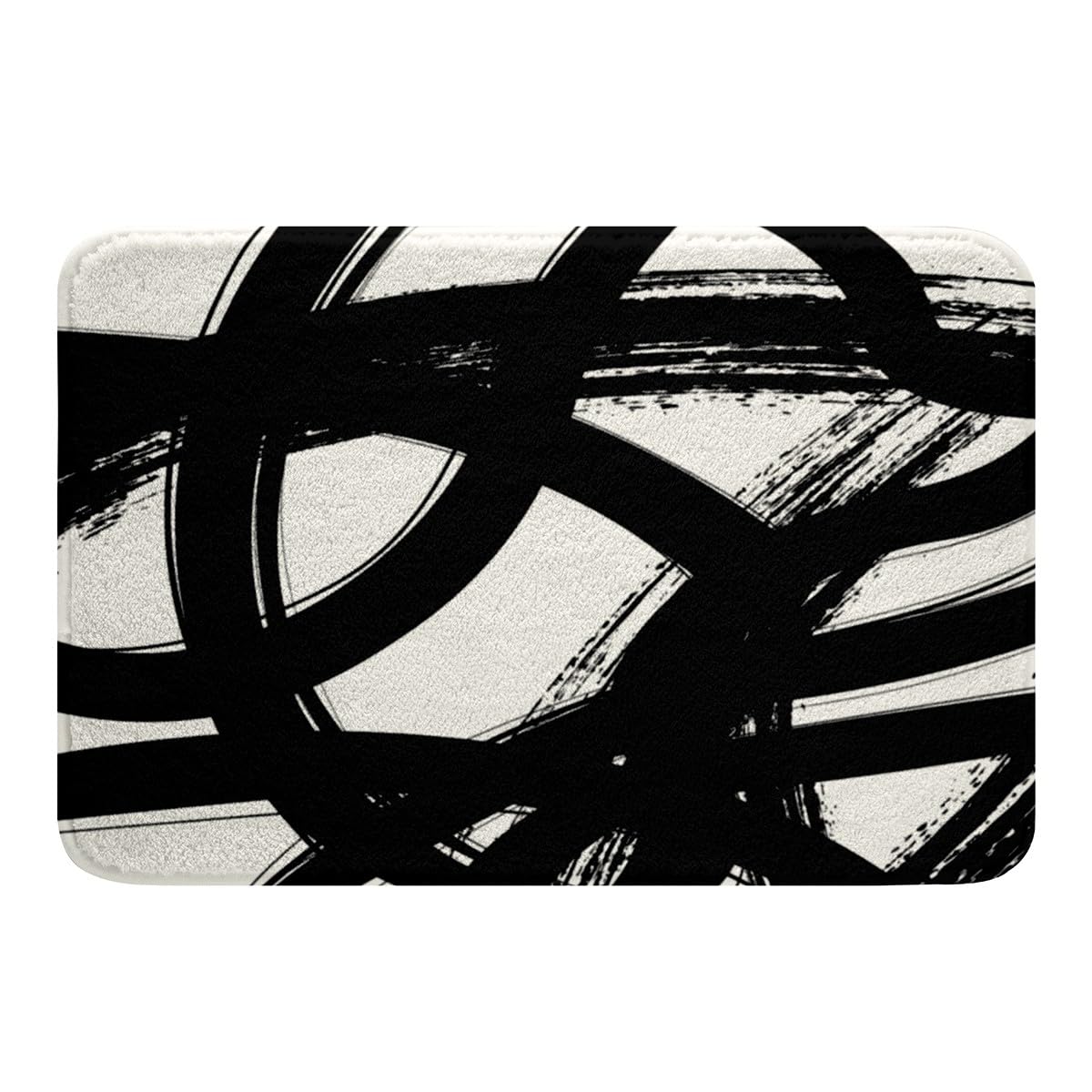 jejeloiu Black and White Bathroom Rugs 16"x24" Geometry Modern Stripe Bath Rugs for Shower Tub for Kids Teens Adults Neutral Art Bath Mats for Bathroom Abstarct Art Bathroom Accossories