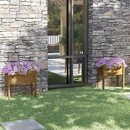 Somanki Jardineras 2 uds, Huerto Urbano Terraza, Huerto En Casa, Tierra Huerto Urbano, Huerto Vertical, Mesa De Cultivo, Madera Maciza de Pino marrón Miel 70x31x70 cm