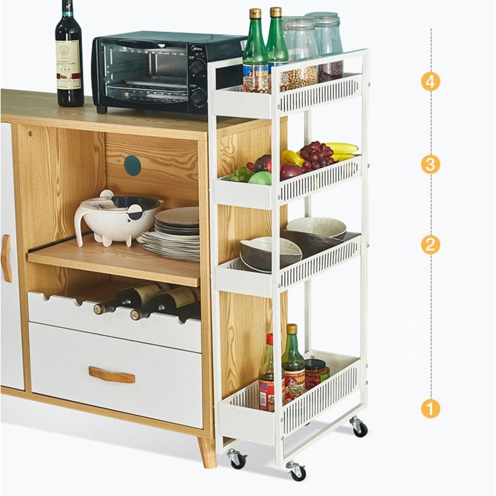 Carrello portaoggetti con rotelle Carrello portaoggetti con ripiani Scaffale con ruote con cestello in rete metallica, Carrello portaoggetti sottile Carrello multifunzione in metallo Organizzatore