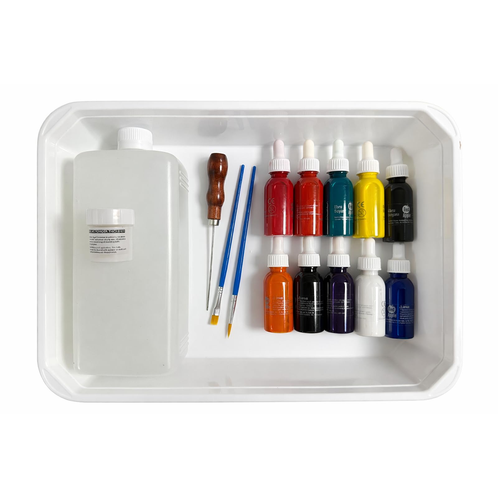 Ebru Malerei Kit de marbrure 27 pièces pour débutants et professionnels. Ebru Marbling Set. Auparavant 5 couleurs, MAINTENANT 9 couleurs (uniquement pour l'Europe)