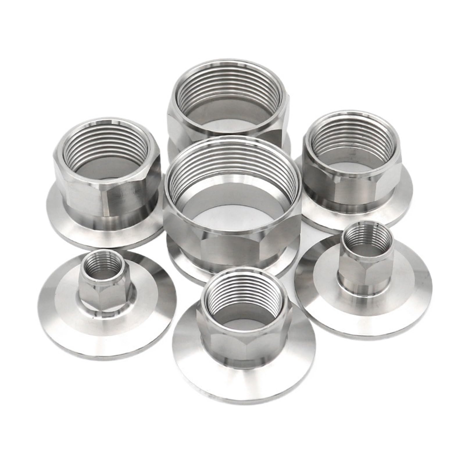 LIUCH SS304 Stainless Steel BSPT Threaded Female Adaptor Hexagonal 1/2" 3/4" 1" 1-1/4" 1-1/2" 2" Tri Clamp Fitting Sanitary Homebrew(DN10 Ferrule 50.5)