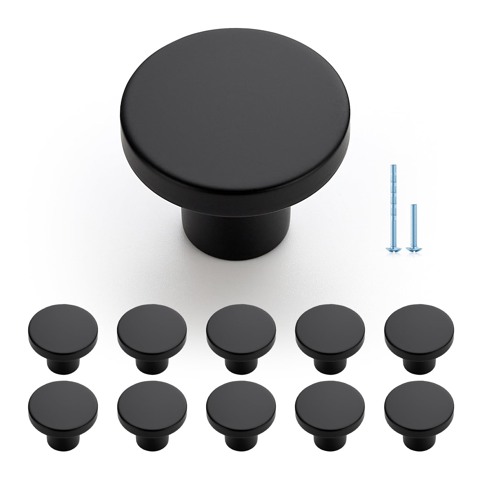 JOY DECOR 30 Pack Black Cabinet Knobs, Matte Black Drawer Pulls, 1-1/5 Inch — Amazon image 9