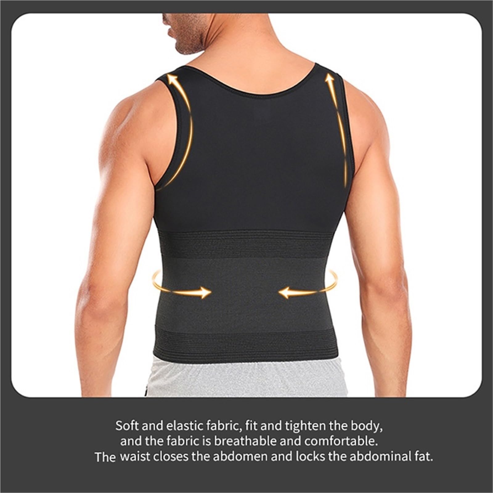 Prendas Moldeadoras Hombre Camiseta sin Mangas Moldeadora de Cintura con Control Abdomen y 4 Filas Ganchos for Hombre. Camisetas compresión for moldear el Cuerpo. Faja Reductora