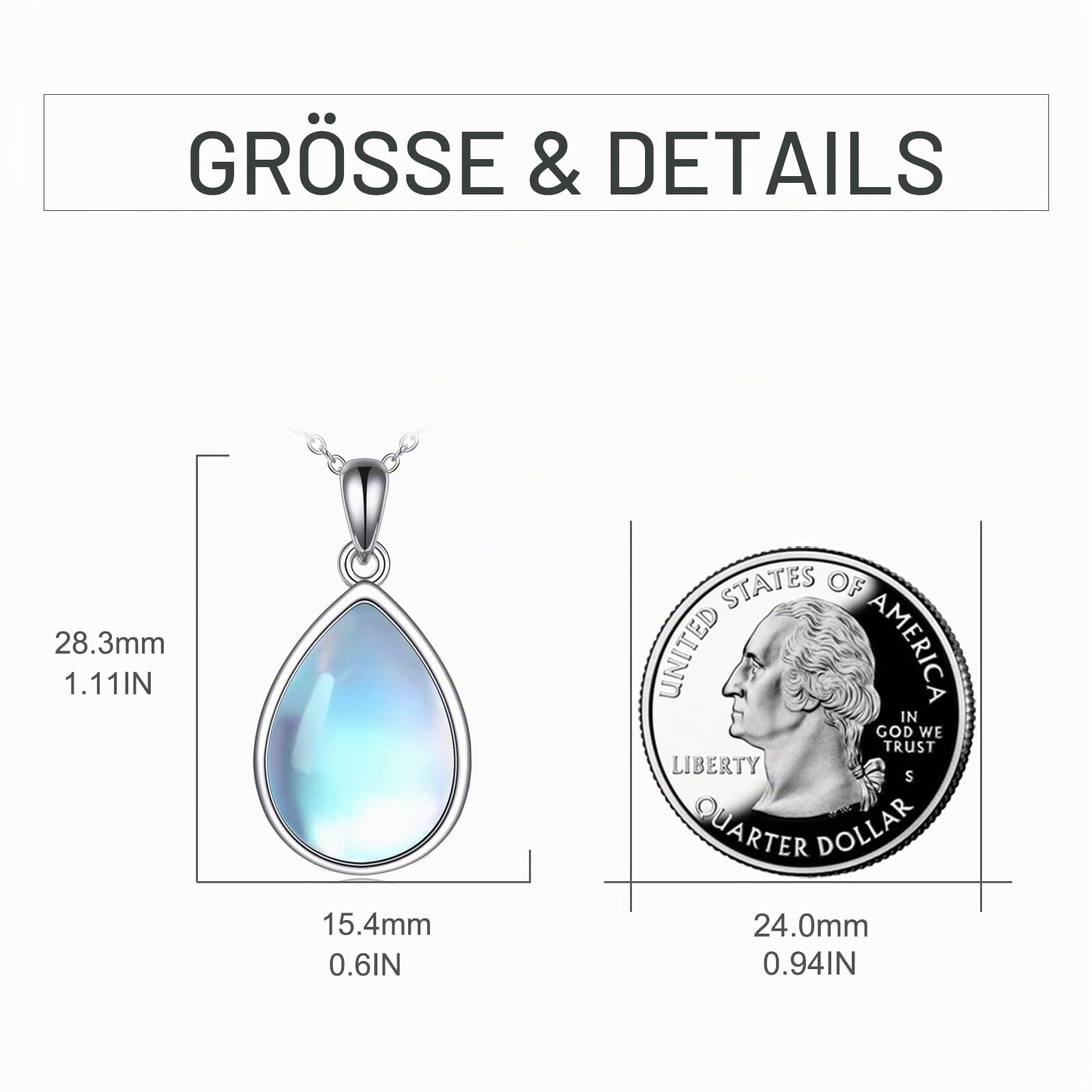 POPLYKE Larimar/Mondstein/Labradorit/Opal/Onyx/Lapis Lazuli/Türkis/Malachit Halskette für Frauen Sterling Silber Teardrop Schmuck Natürliche Anhänger Geschenke