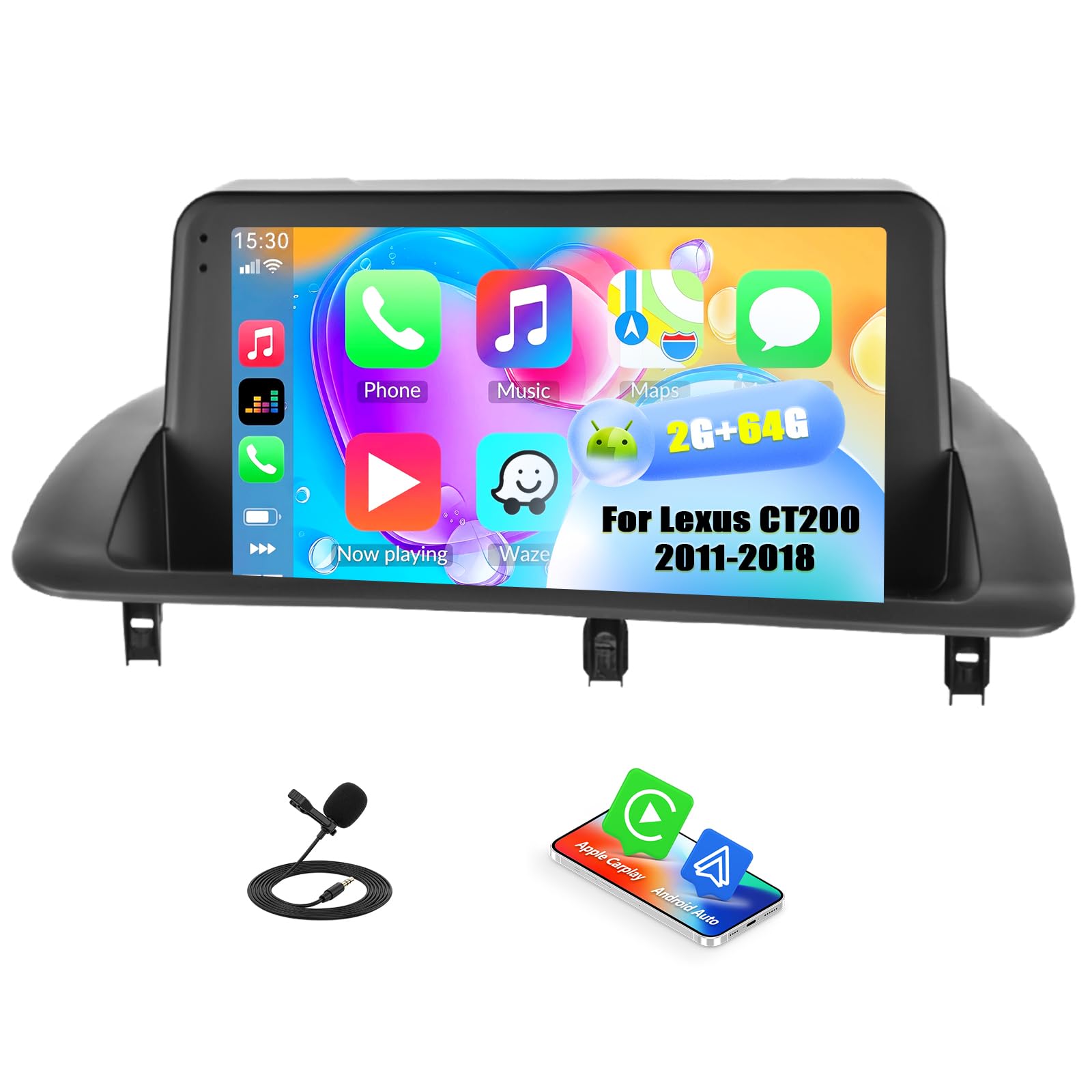 Photo 1 of 4G+64G Android Car Stereo Radio for Lexus CT200 2011-2018 CarPlay Android Auto Bluetooth5.0 GPS WiFi 9 Inch 1280 * 720 Touchscreen FM RDS 32EQ Backup Camera SWC MIC