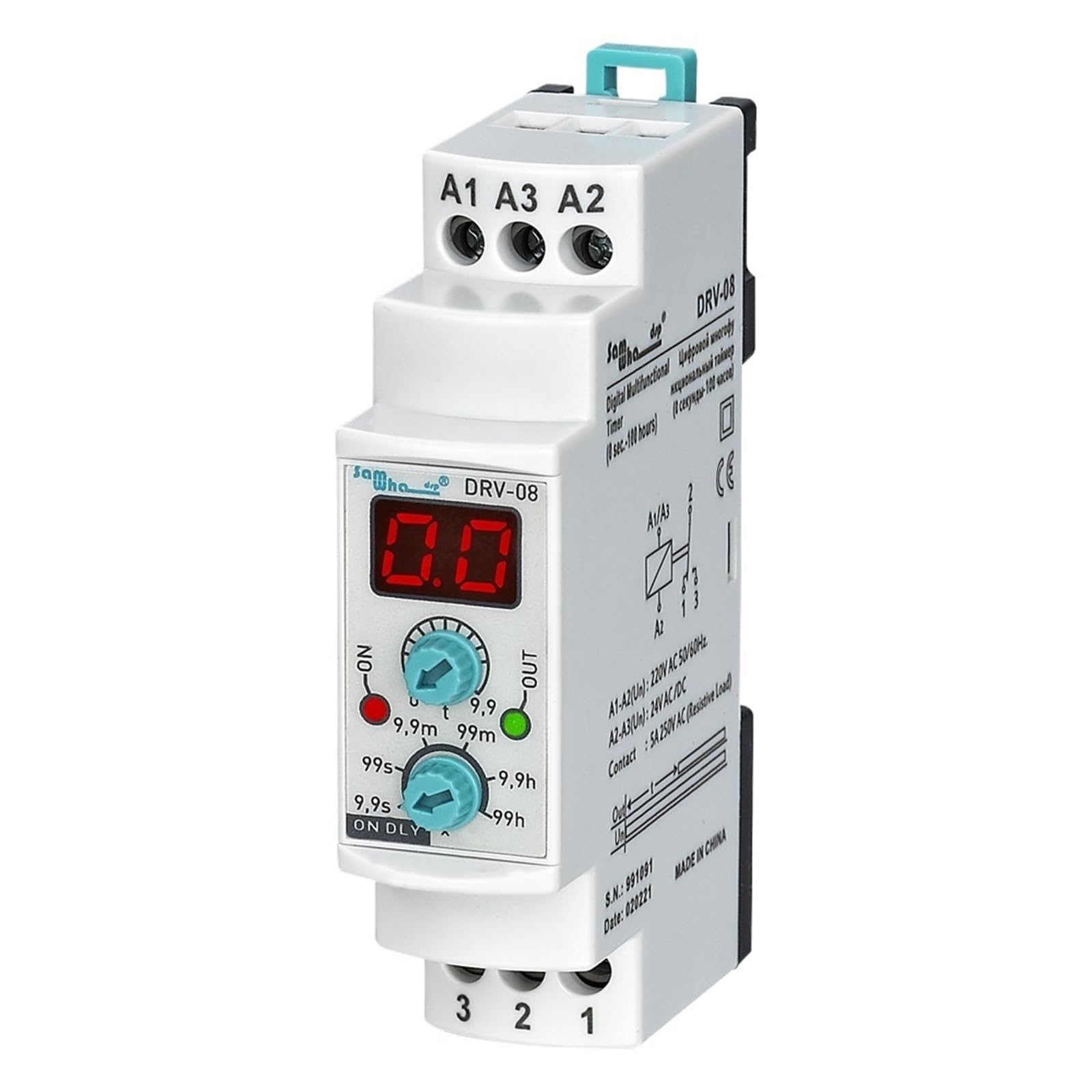 QAXIOQCS DRV-08 Digital Multifunction On Delay Time Relay(220VAC 24VAC-DC)