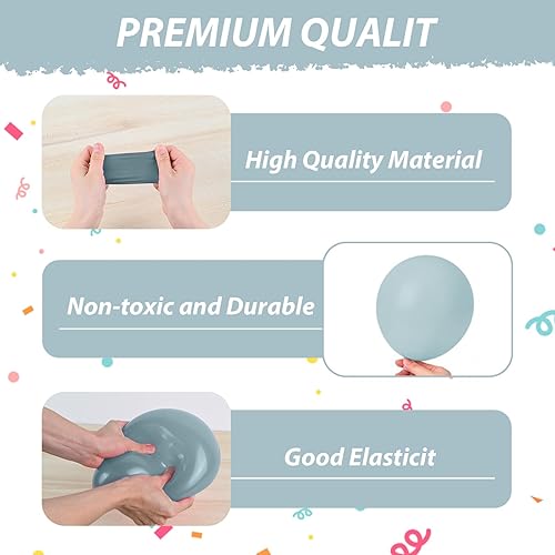 Miniatura 7 de Globos de color azul polvoriento y rosa, 50 globos retro rosa y azul, globo de luz metálica de oro rosa para niñas y niños, fiesta de cumpleaños,