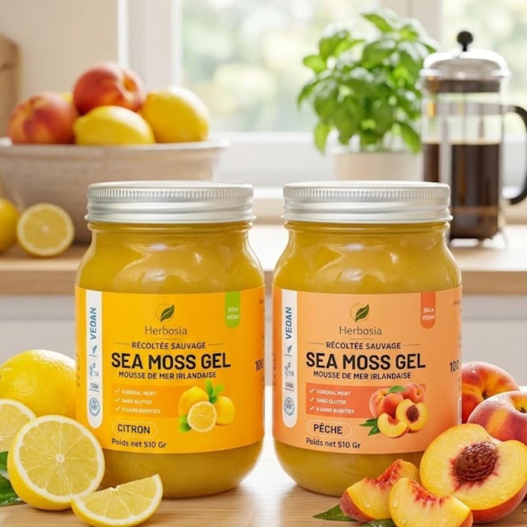 Sea Moss Irisches Gel, 100 % natürlich, wildes Meermoos, vegan, cremige Textur, 510 g (Zitrone)